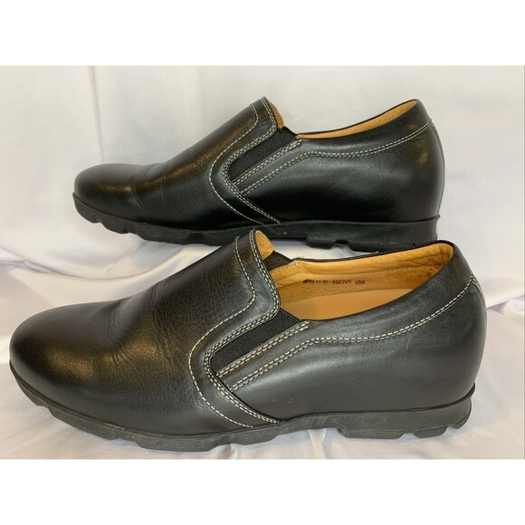 TOTO Men's Invisible Height Increasing Elevator Shoes Black Slip On Loafer 8 - Picture 4 of 9